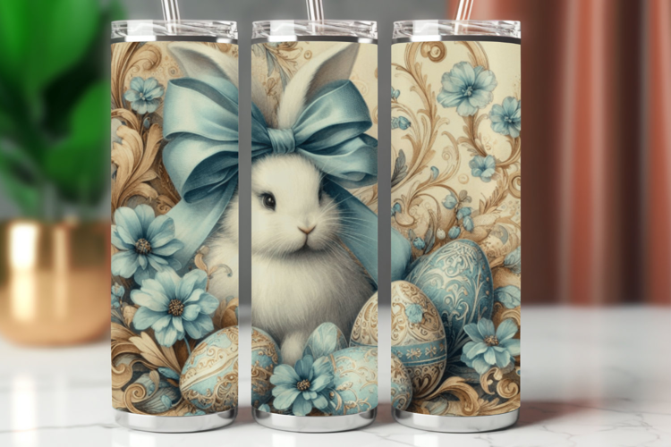 Tumbler Wrap 20 oz - vintage easter rabbit bunny