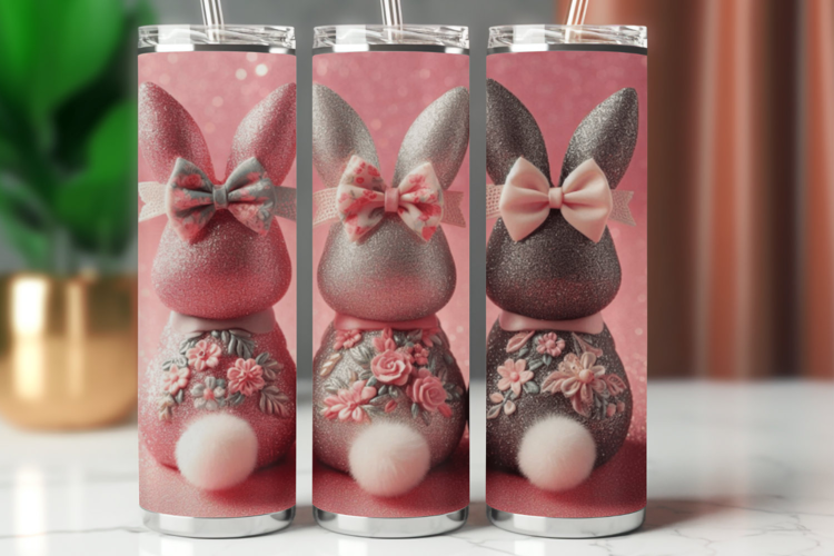 Tumbler Wrap 20 oz - pink rabbits bunny