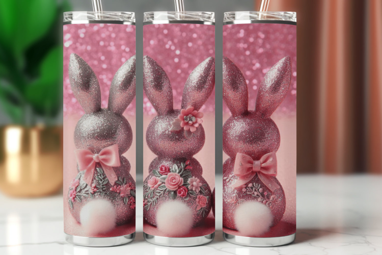 Tumbler Wrap 20 oz - pink rabbits bunny