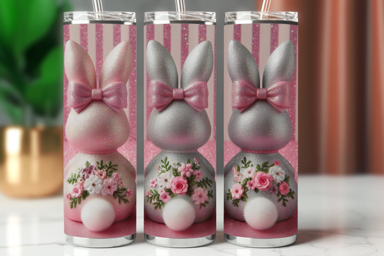 Tumbler Wrap 20 oz - pink rabbits bunny