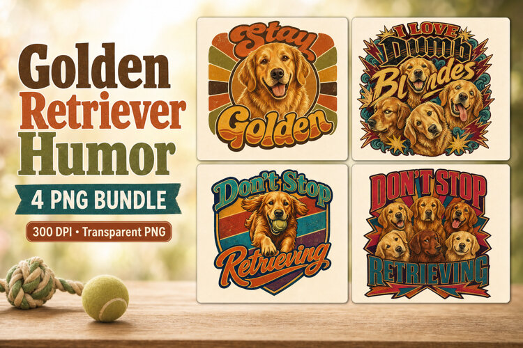 Funny Golden Retriever Sayings 4 PNG example image 1