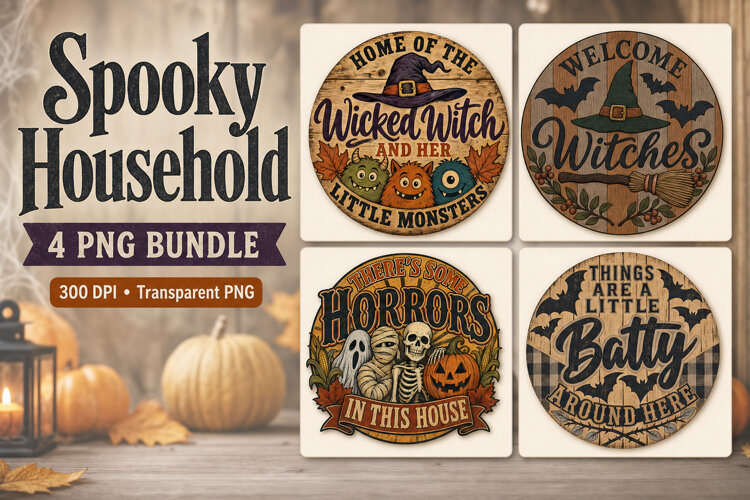 Spooky Farmhouse Round Sign 4 PNG example image 1