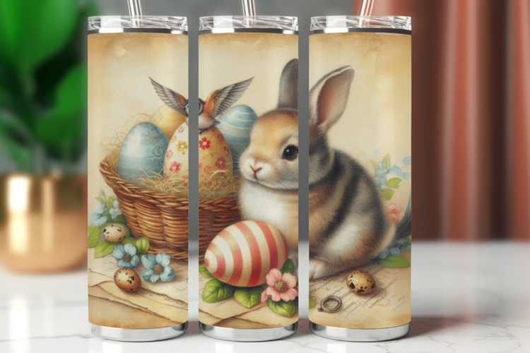 Tumbler Wrap 20 oz - vintage easter rabbit bunny