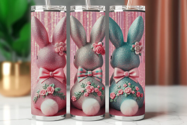 Tumbler Wrap 20 oz - pink rabbits bunny example image 1