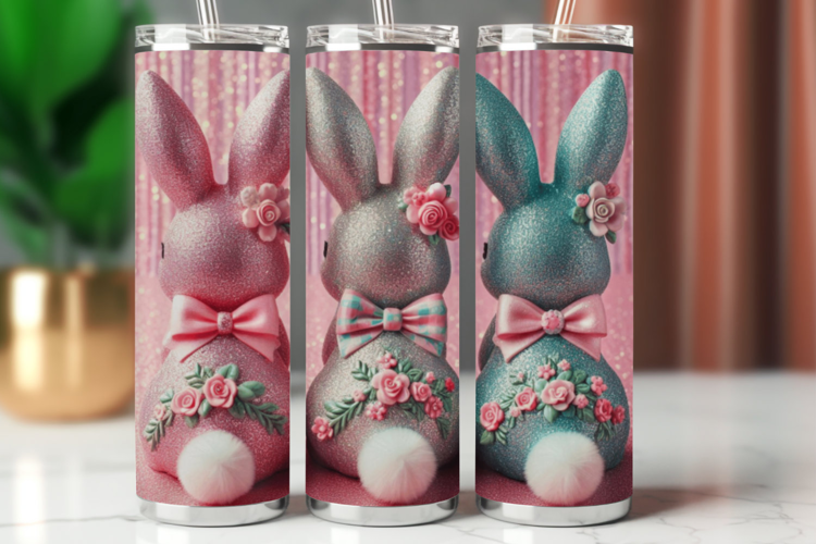 Tumbler Wrap 20 oz - pink rabbits bunny