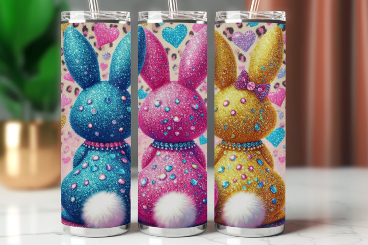 Tumbler Wrap 20 oz - glitter bunny rabbit