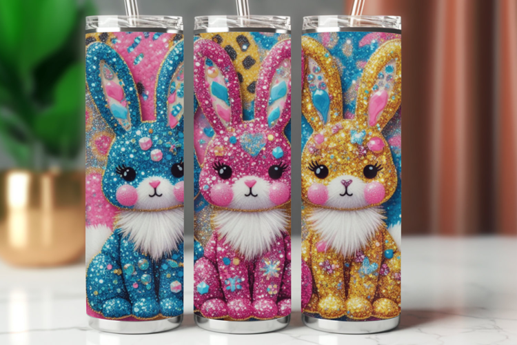 Tumbler Wrap 20 oz - glitter bunny rabbit