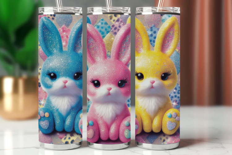 Tumbler Wrap 20 oz - glitter bunny rabbit