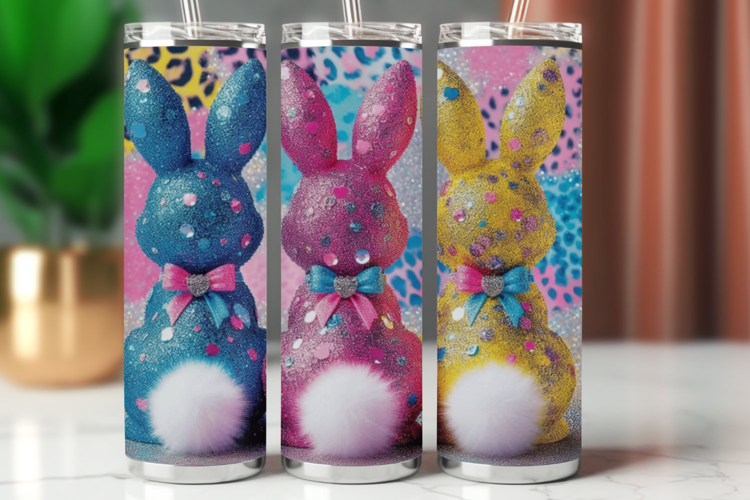 Tumbler Wrap 20 oz - glitter bunny rabbit
