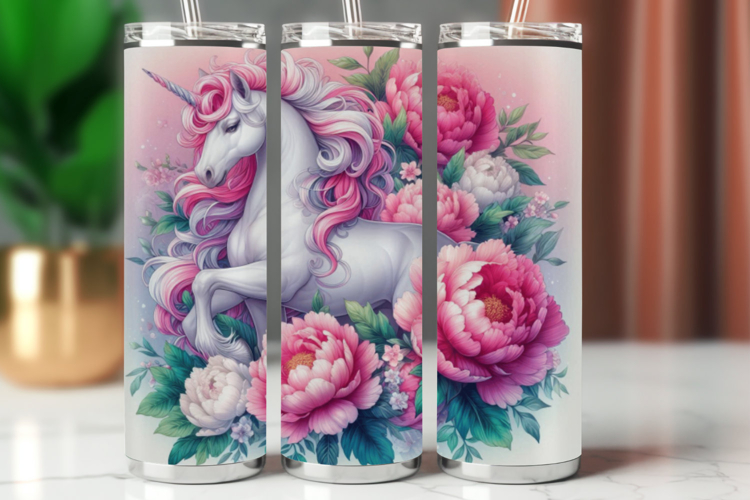 Tumbler Wrap 20 oz - floral unicorn