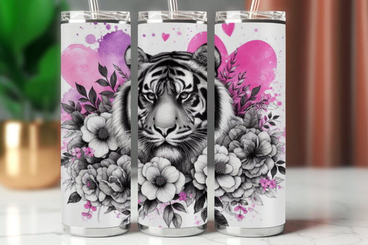 Tumbler Wrap 20 oz - watercolor tiger example image 1