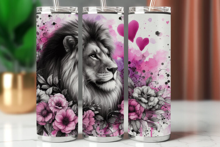Tumbler Wrap 20 oz - watercolor lion example image 1