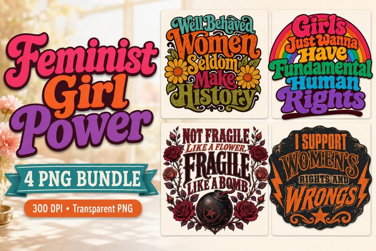 Vintage Feminist Girl Power 4 PNG Shirt