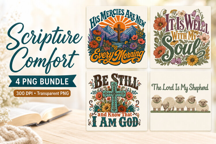 Scripture Comfort Christian PNG for Shirts example image 1