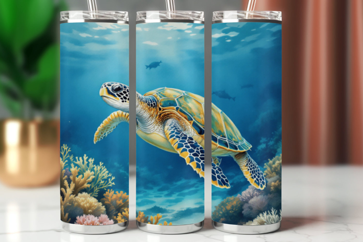 Tumbler Wrap 20 oz - sea turtle