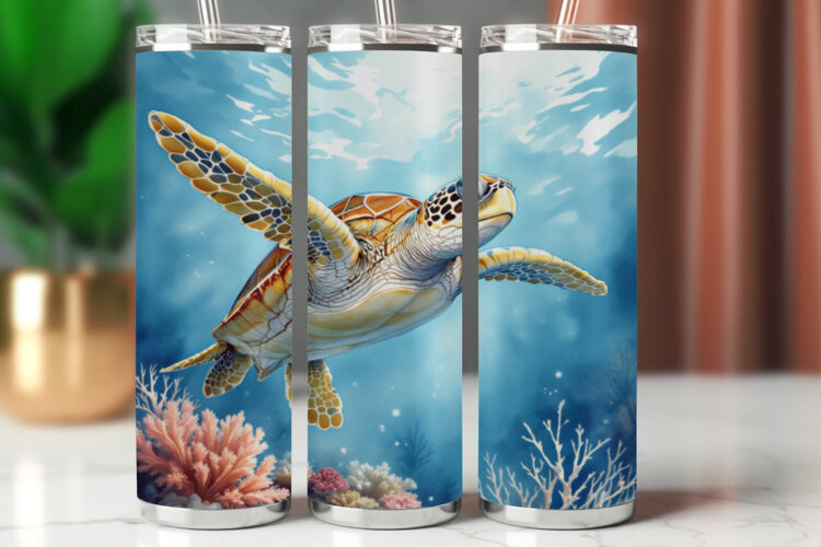 Tumbler Wrap 20 oz - sea turtle example image 1