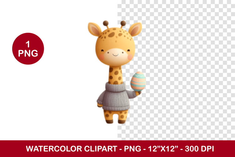 watercolor clipart png - easter egg giraffe