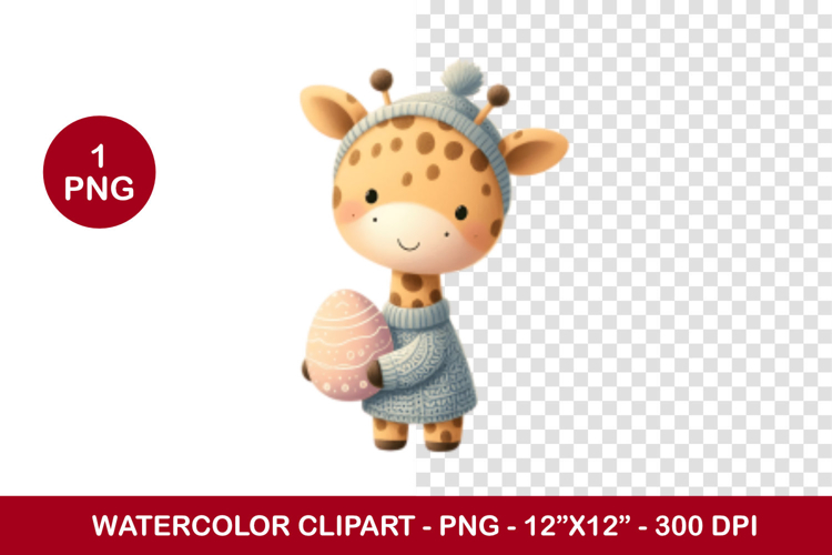 watercolor clipart png - easter egg giraffe