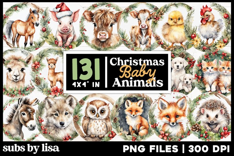 Baby Farm Animals PNG Christmas Ornaments or Coasters
