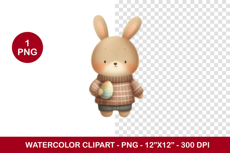 watercolor clipart png - easter egg rabbit