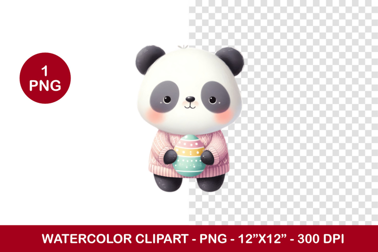 watercolor clipart png - easter egg panda