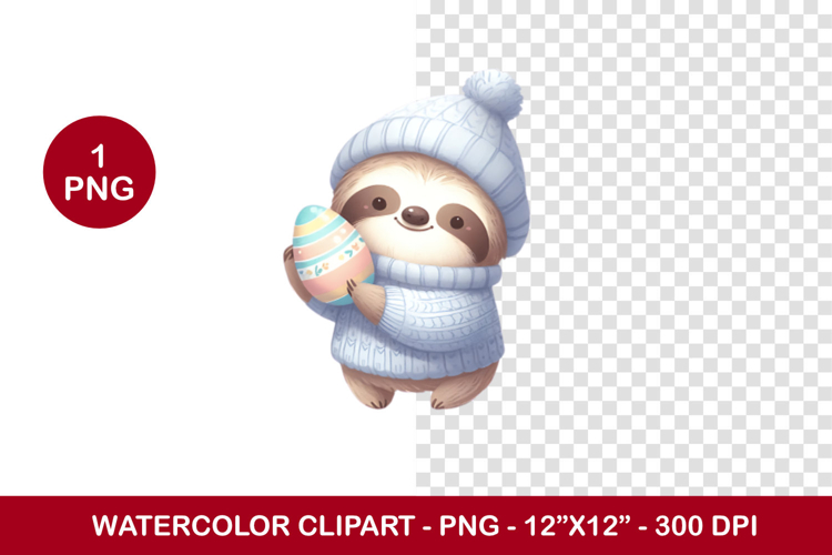 watercolor clipart png - easter egg sloth