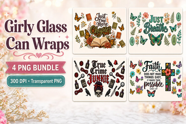 Girly Glass Can Wrap PNG example image 1
