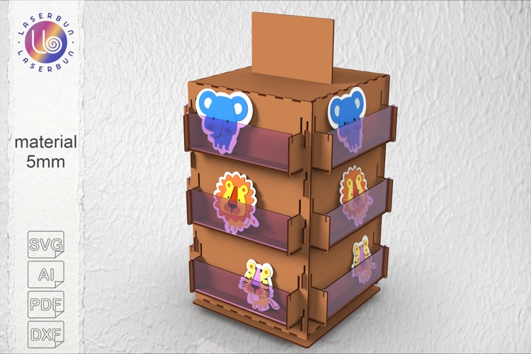 Modern Rotating Organizer Stand with Clear Bins