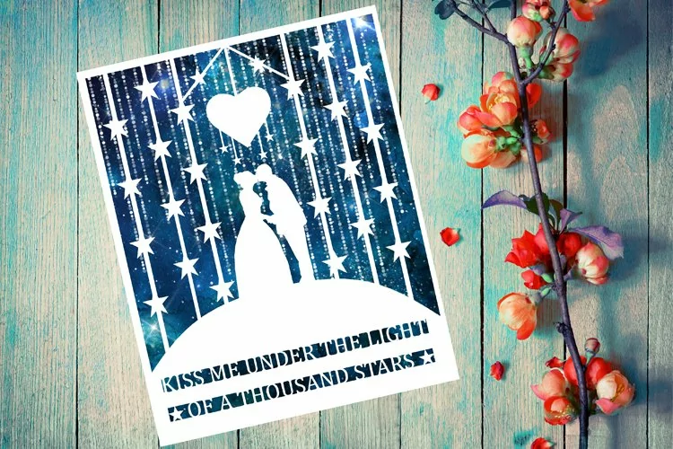 Wedding Couple Paper Cut Template, Wedding SVG, Love SVG
