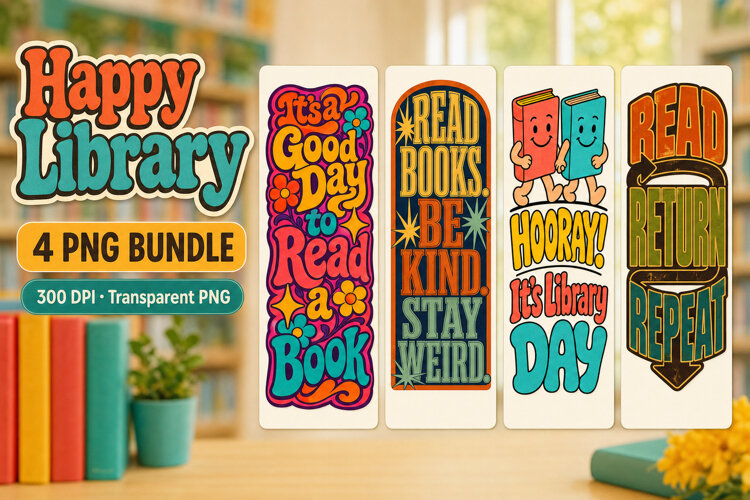 Happy Library Bookmark PNG, Reading Quotes example image 1