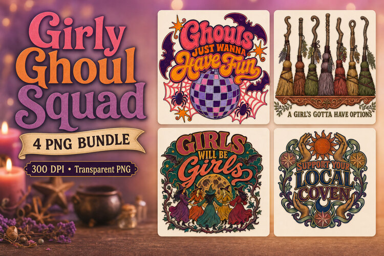 Girly Ghoul Squad Halloween PNG example image 1