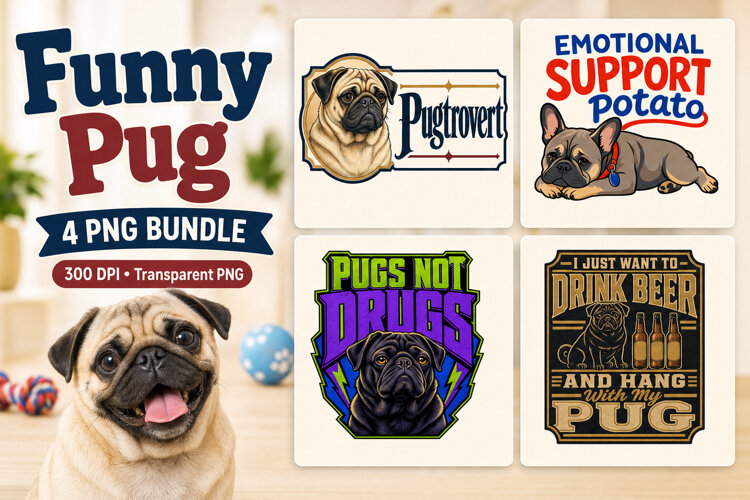 Funny Pug Sayings PNG for Shirts example image 1