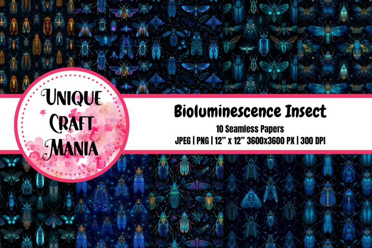 Bioluminescence Insect Seamless Pattern