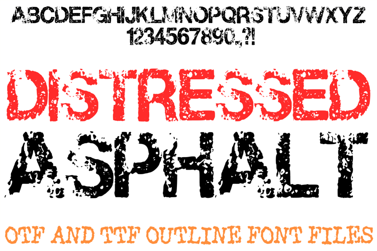 Distressed Asphalt Lettering Font Grunge ABC OTF Type