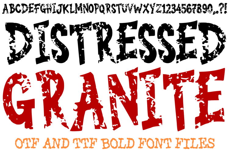 Distressed Granite Bold Font Letters Alphabet ABC Text Stone
