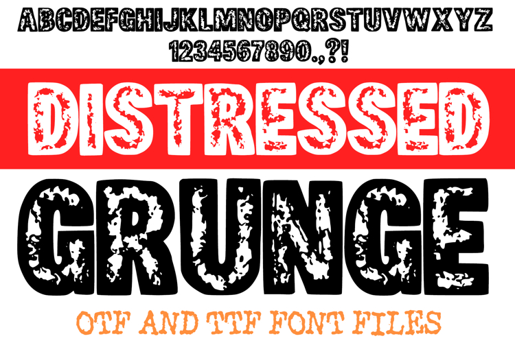 Distressed Grunge Lettering ABC Splatter Font Typeface OTF