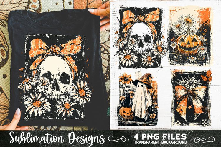 Vintage Halloween Distressed 4 PNG Retro Sublimation