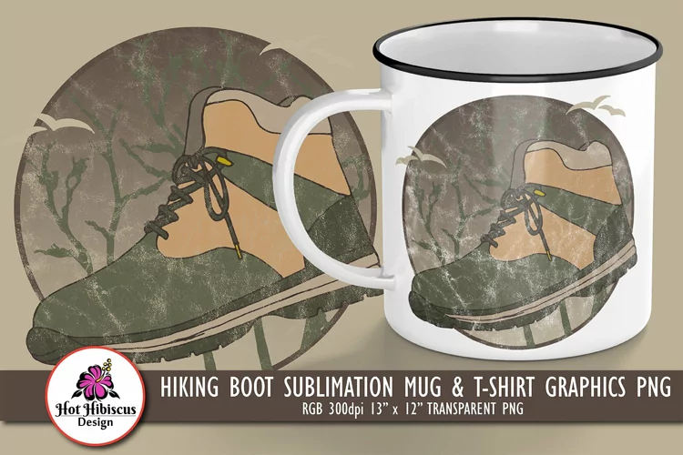 Distressed Hiking Sublimation Graphics for Mugs and T-shirts