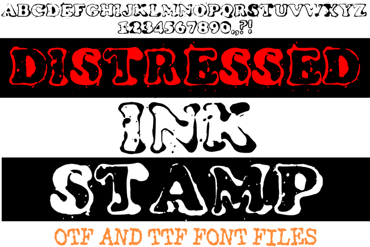 Distressed Ink Stamp Font Vintage Typeface Bold Handmade