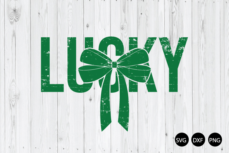 Retro Lucky SVG, Distressed Lucky Bow, St Patrick’s Day SVG