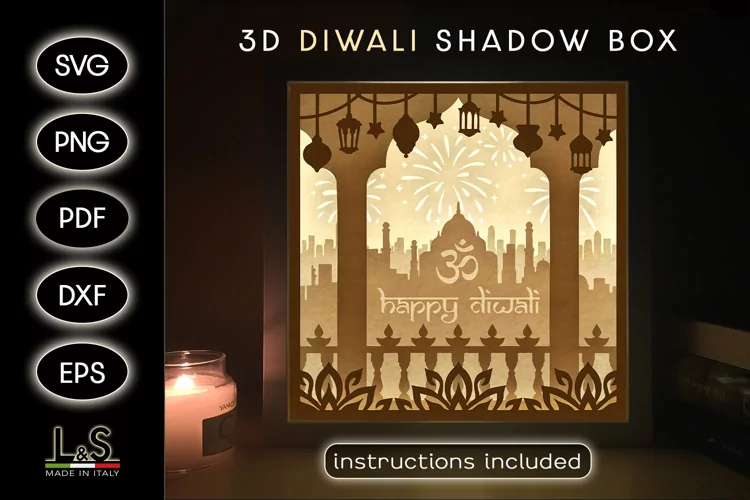 Diwali Shadow Box | Lightbox Svg Paper Cut Template