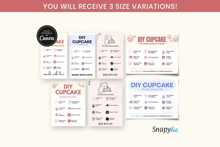DIY Cupcake Instructions Cards Canva Templates