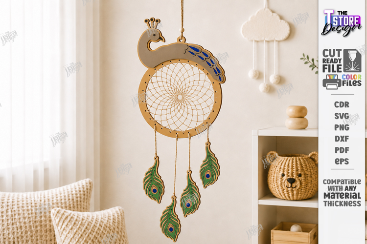 DIY Dream Catcher Craft Laser Cut | Nursery Decor | Peacock