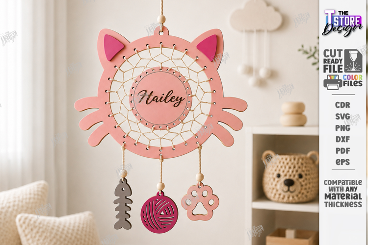 DIY Dream Catcher Craft Laser Cut | Nursery Decor | Cat SVG