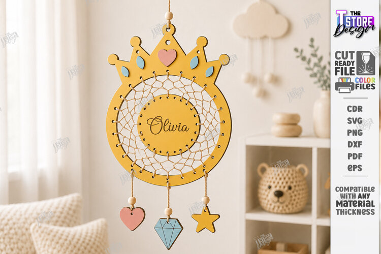 DIY Dream Catcher Craft Laser Cut | Nursery Decor | Crown example image 1