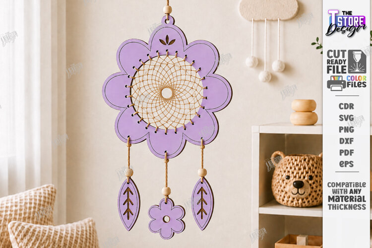 DIY Dream Catcher Craft Laser Cut | Nursery Wall Decor | CNC example image 1
