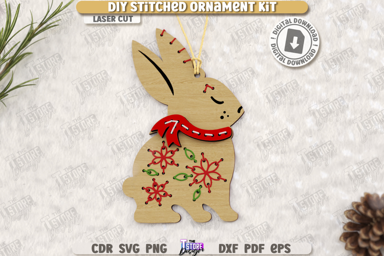 Lacing Christmas Tree Toy Laser Cut | Rabbit | Lacing Bunny