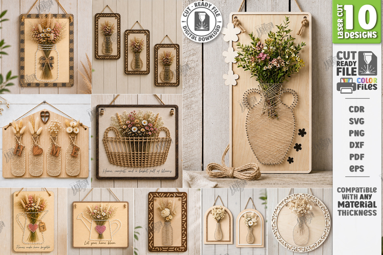 DIY String Art Wall Vase Laser Cut Bundle | Flower Holders