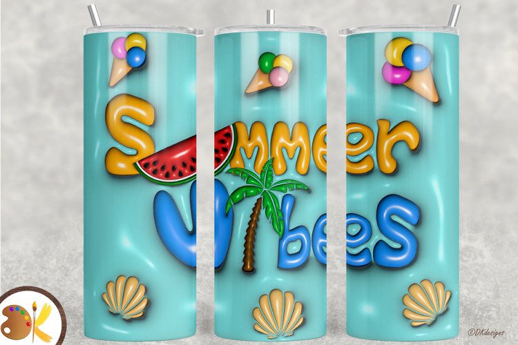 3D Puff Summer Tumbler Sublimation, 20 oz Skinny Tumbler example image 1