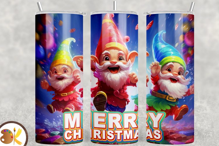 Christmas Gnomes Tumbler Sublimation , 20 oz Tumbler Wrap example image 1